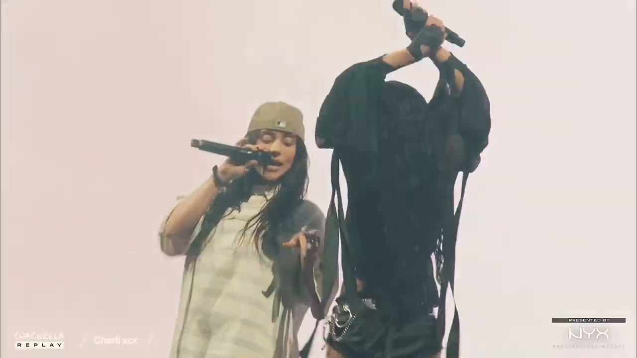 Charli XCX performing with Billie Eilish at Coachella 2025