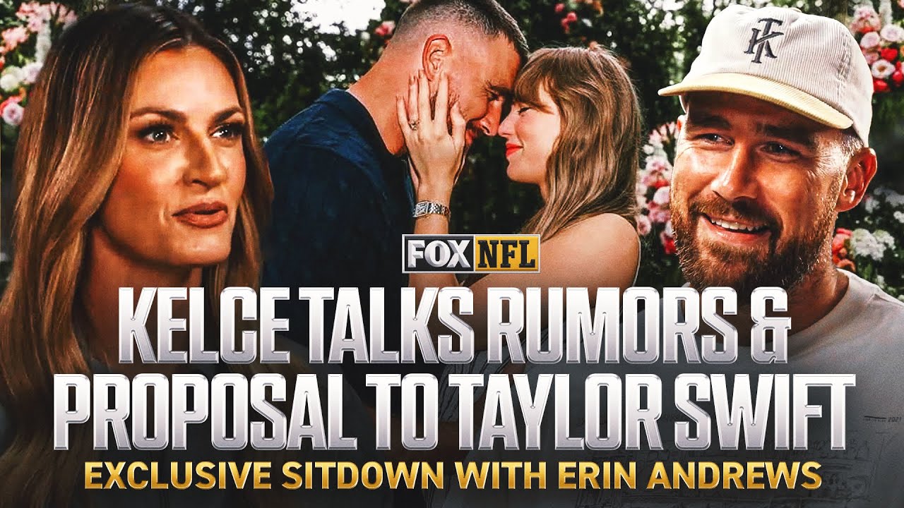 Erin Andrews interviewing Travis Kelce on Fox Sports sideline
