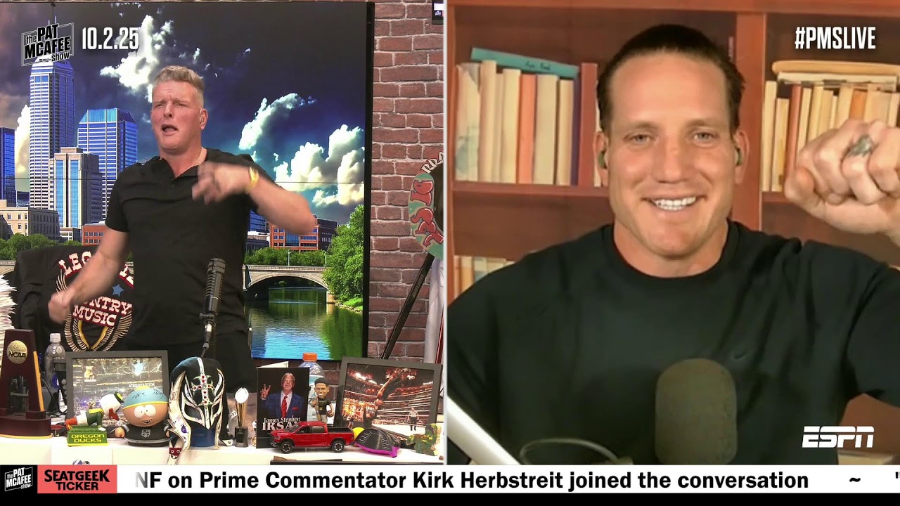 Pat McAfee hosting his ESPN show