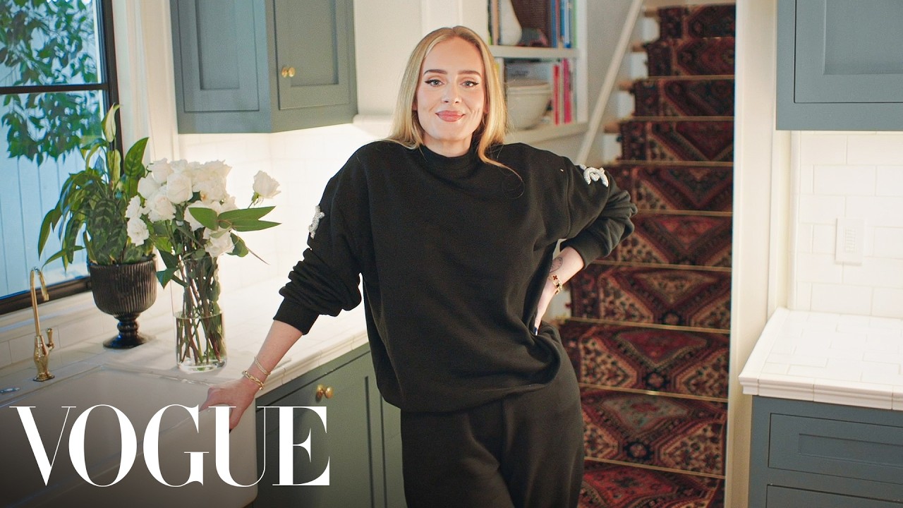 Adele answering questions for Vogue magazine feature