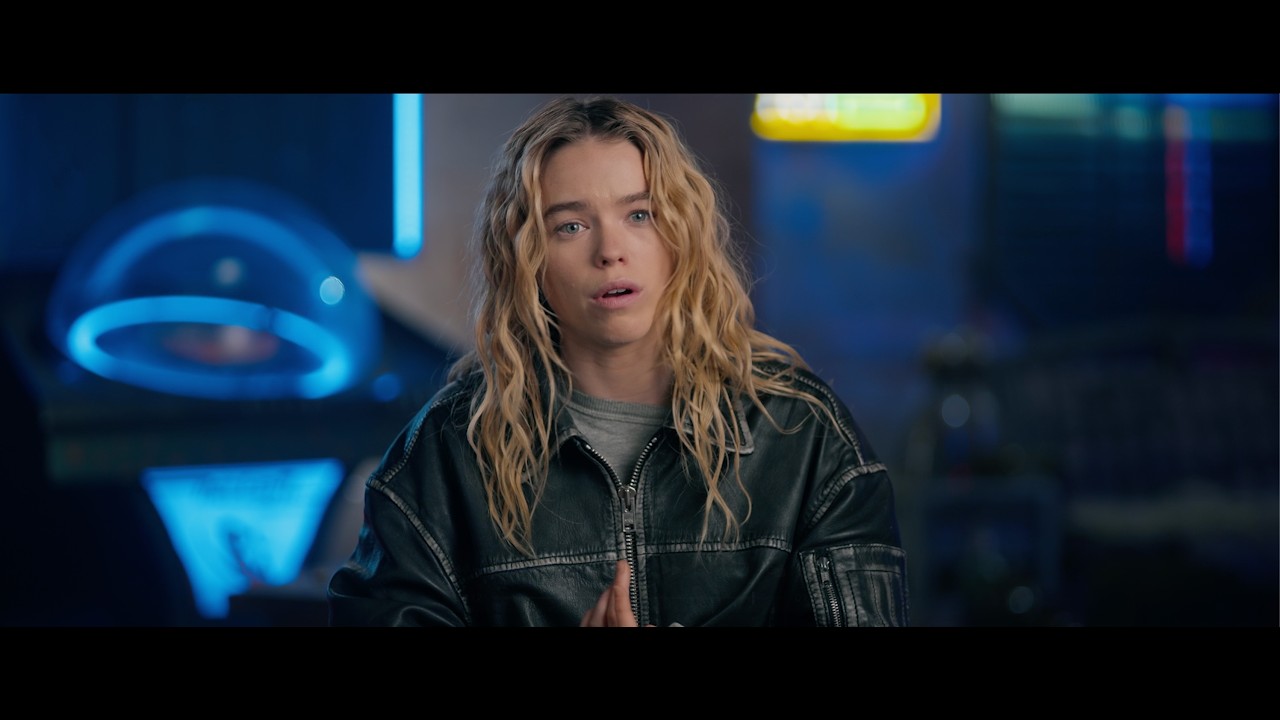 Milly Alcock behind the scenes on Supergirl set