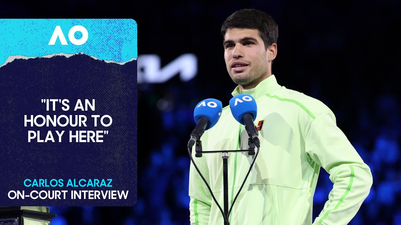 Carlos Alcaraz celebrates at the Australian Open 2026 Final