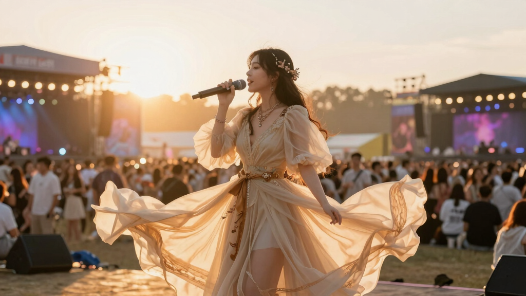 Lana Del Rey performing at outdoor music festival