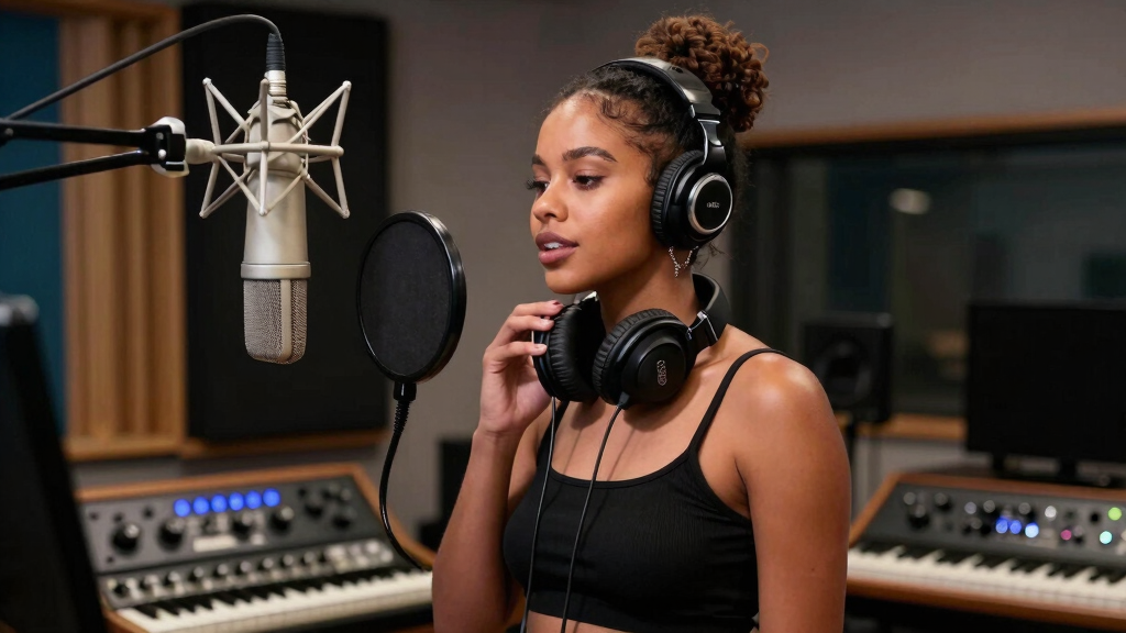 Ayra Starr in the studio recording