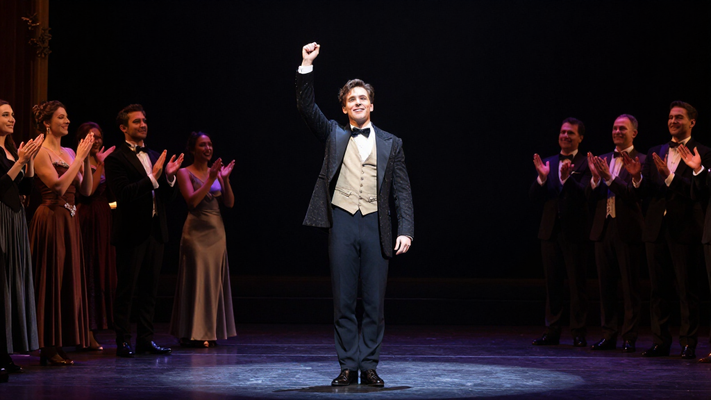 Ben Platt taking a bow on Broadway stage
