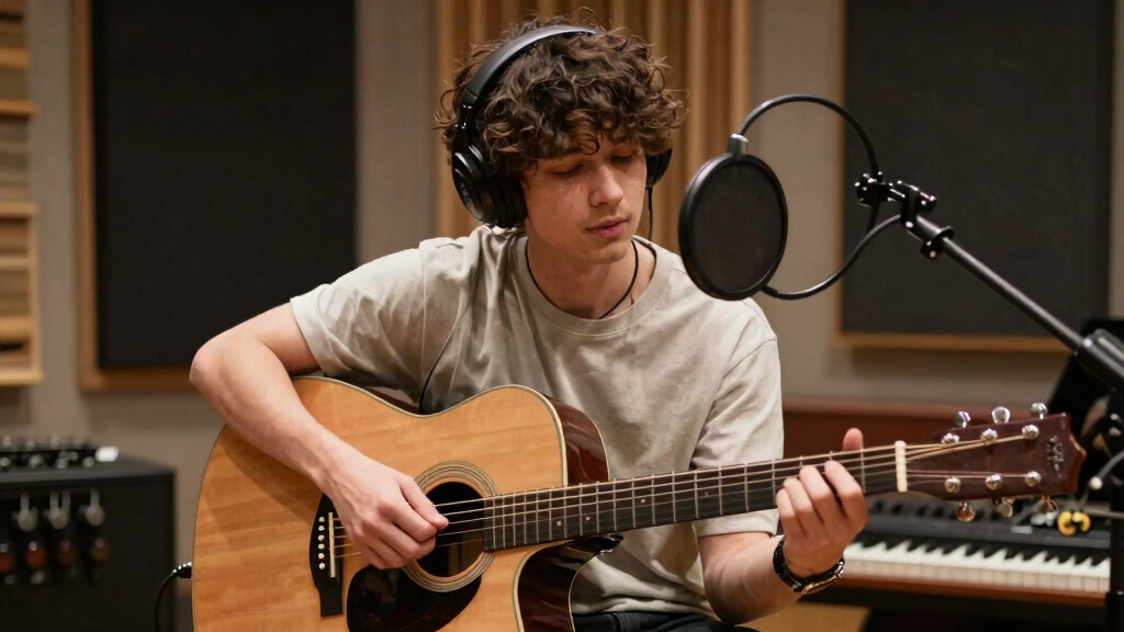 Benson Boone in the recording studio