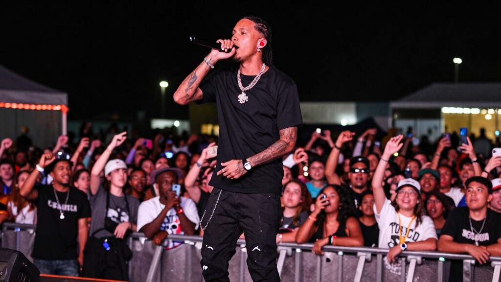 DaBaby performing at music festival