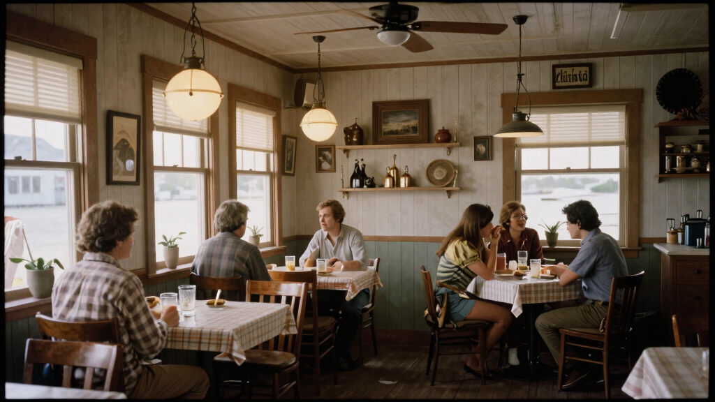 Period film production set in 1970s Cape Cod Massachusetts restaurant