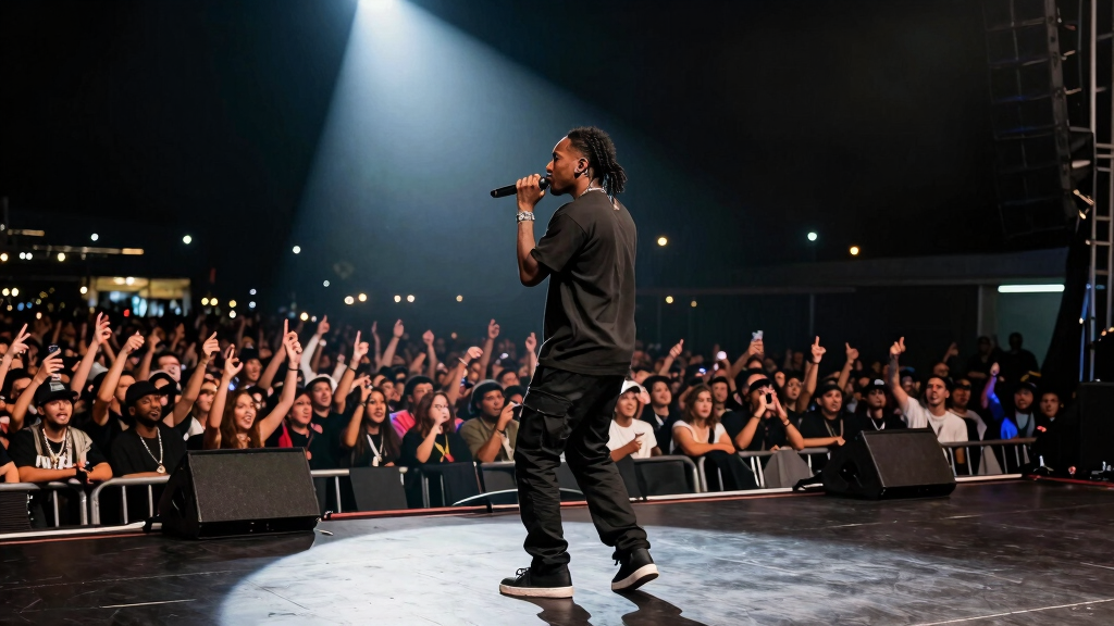 Future performing on stage at a major concert