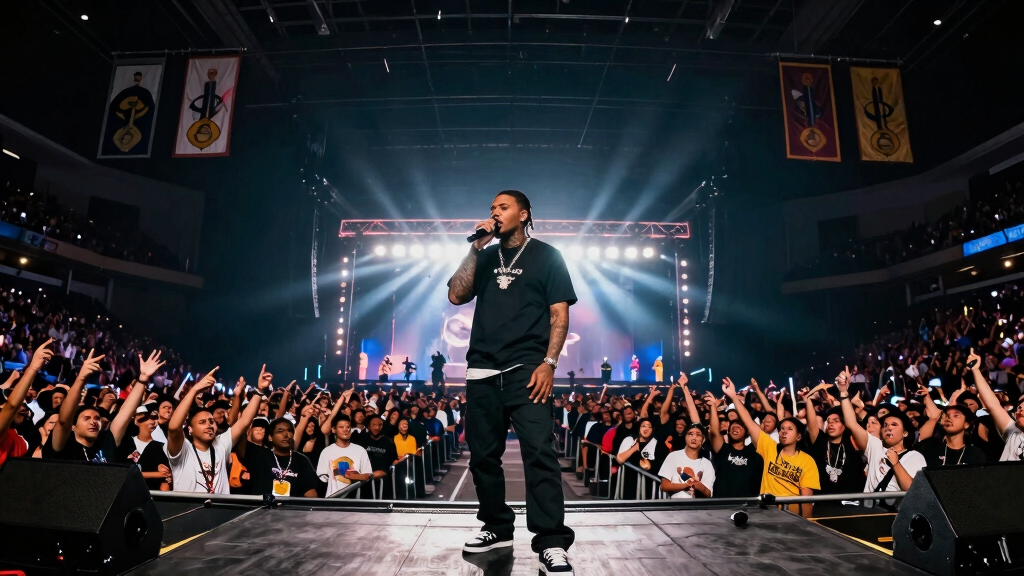 Meek Mill performing at arena concert