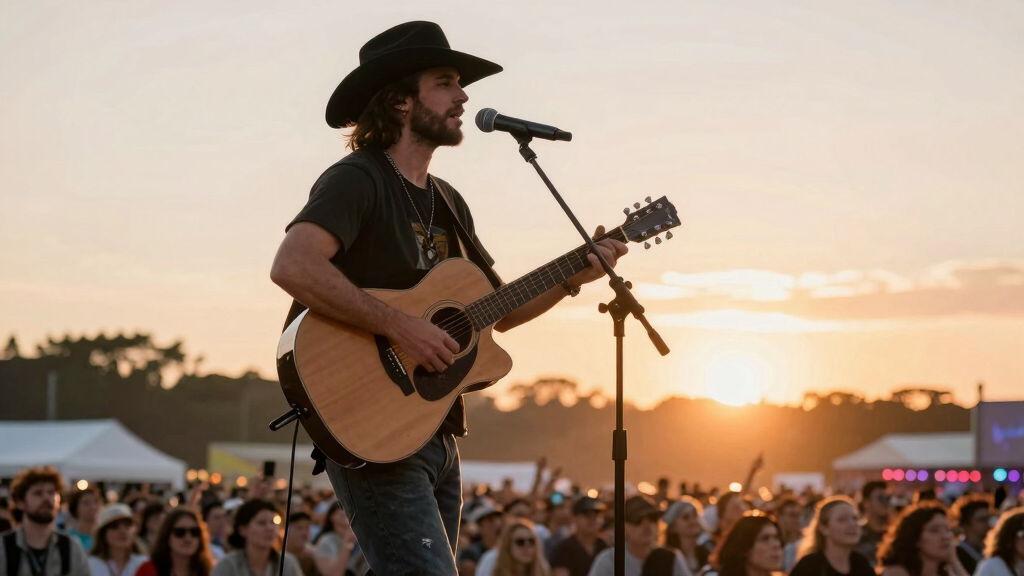 Morgan Wallen performing at an outdoor festival