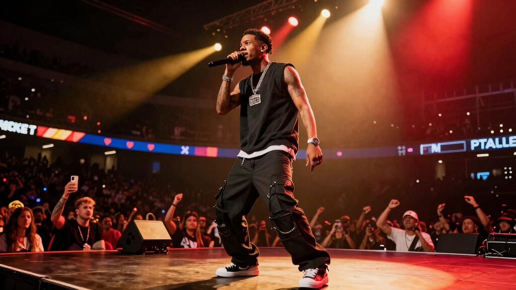 Quavo performing live in an arena