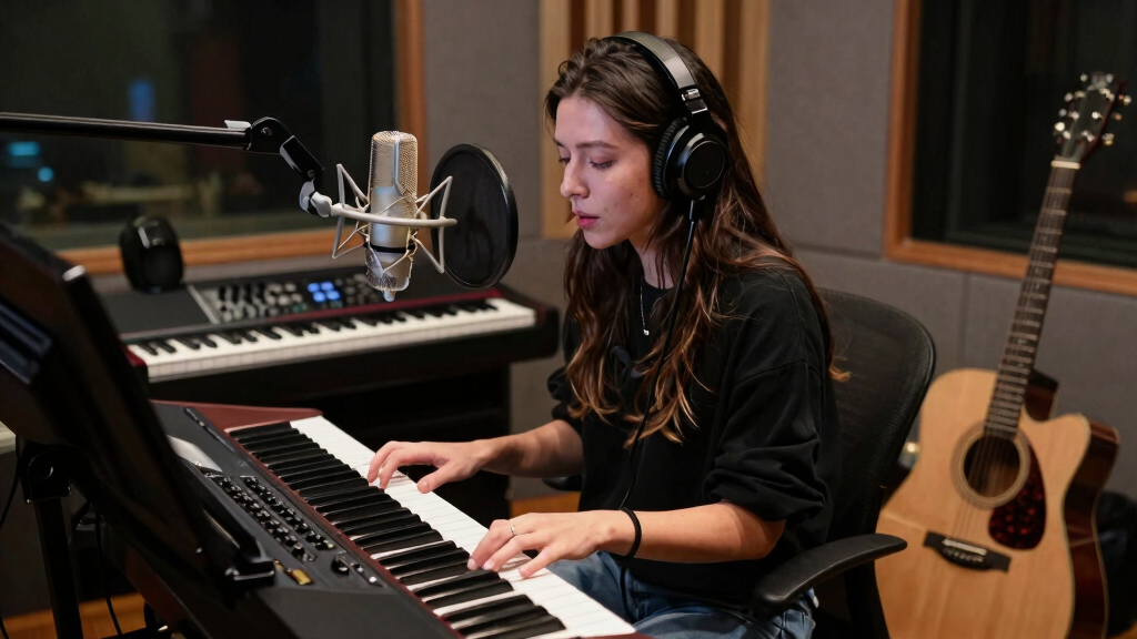 RAYE songwriting in studio