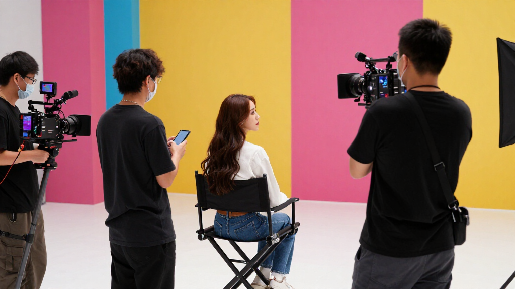 Sabrina Carpenter on the set of a music video