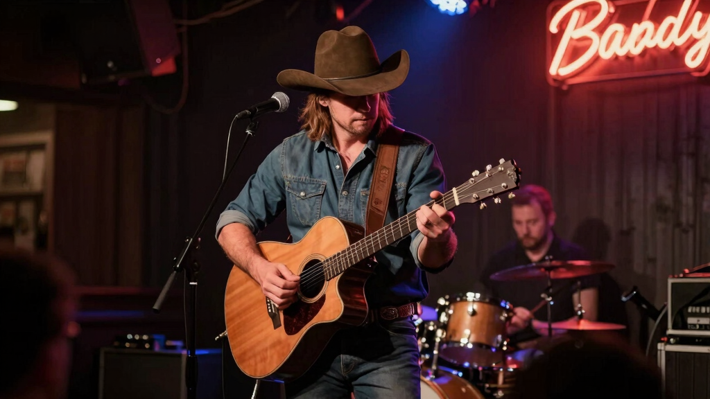 Thomas Rhett performing at a Nashville venue