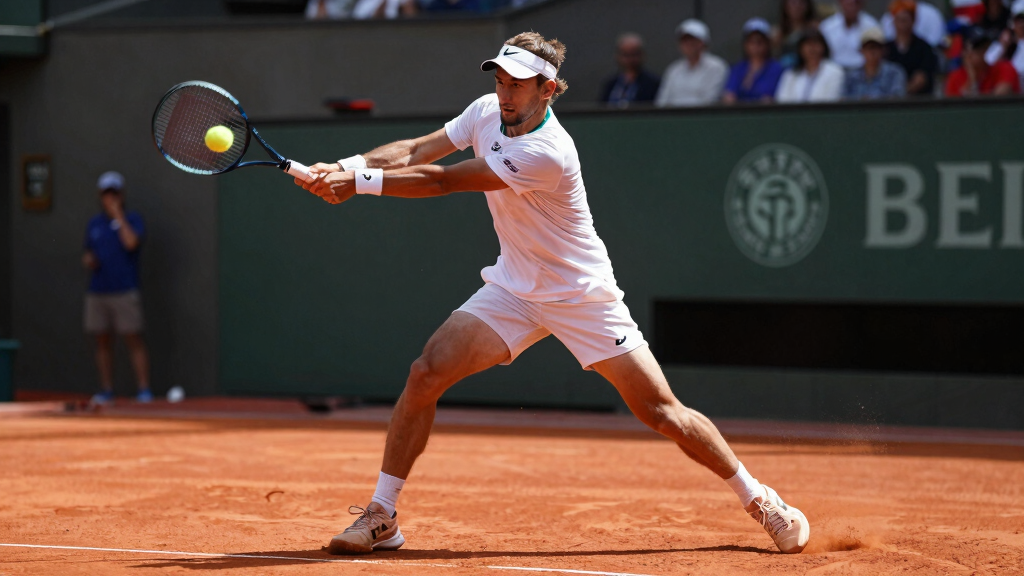 Tommy Paul hitting forehand on clay court