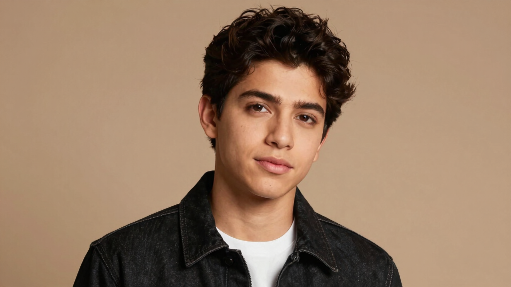 Young Latino actor professional editorial portrait, rising Hollywood star