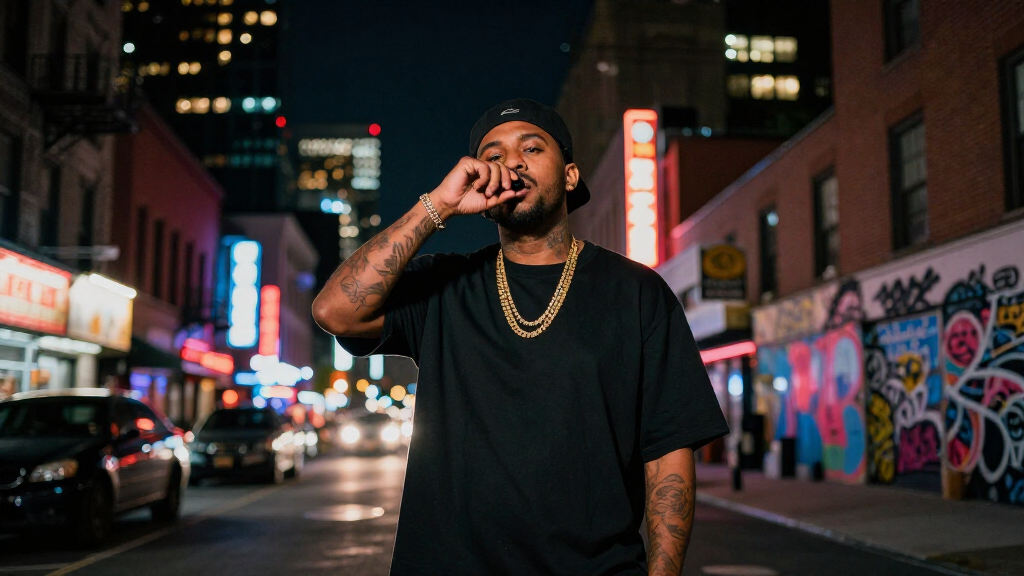Brooklyn New York cityscape at night — home of drill music