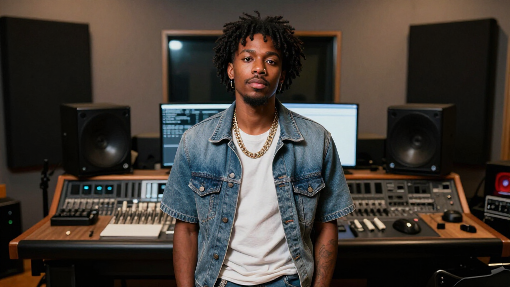 Don Toliver in recording studio working on Houston trap music