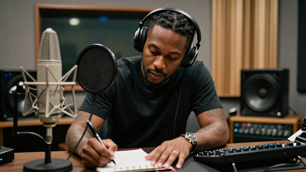 JID in the recording studio