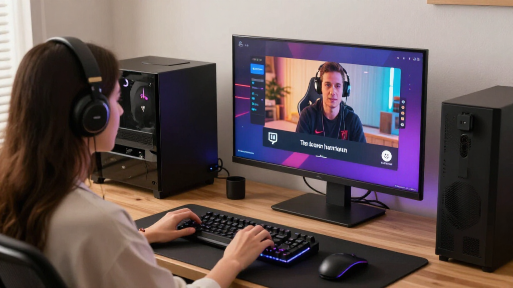Female content creator streaming setup professional