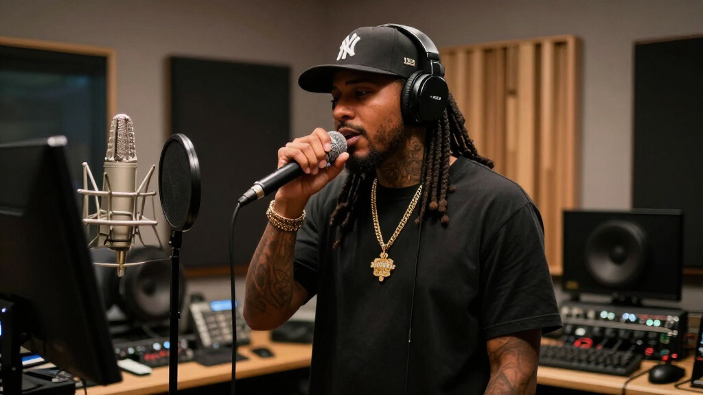 Rod Wave in the recording studio