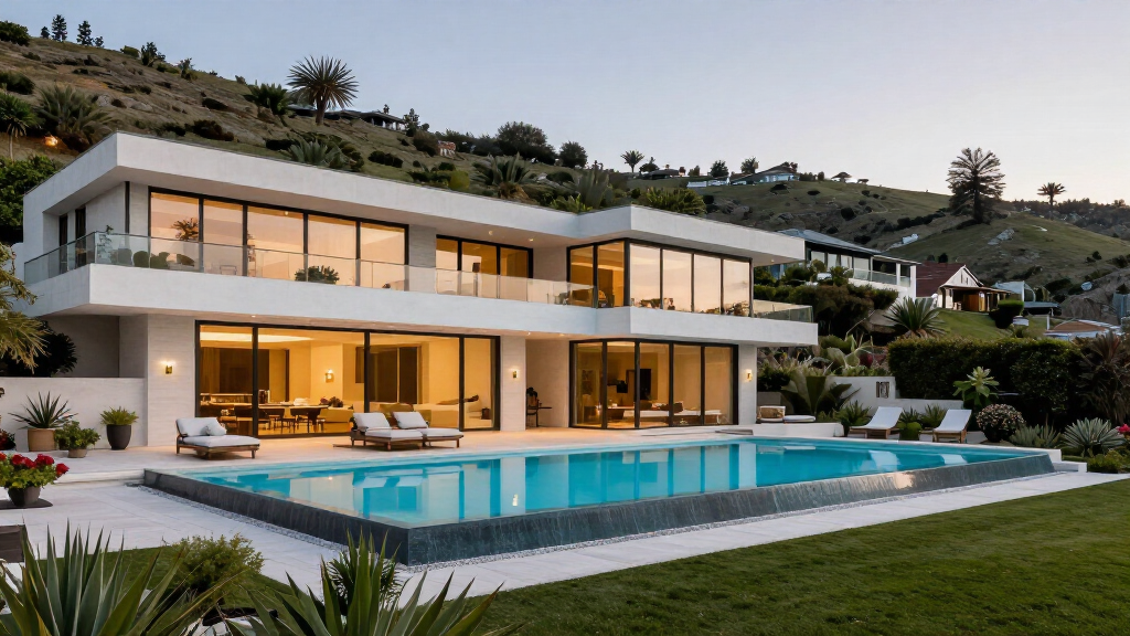 Luxury California mansion with swimming pool in a gated community