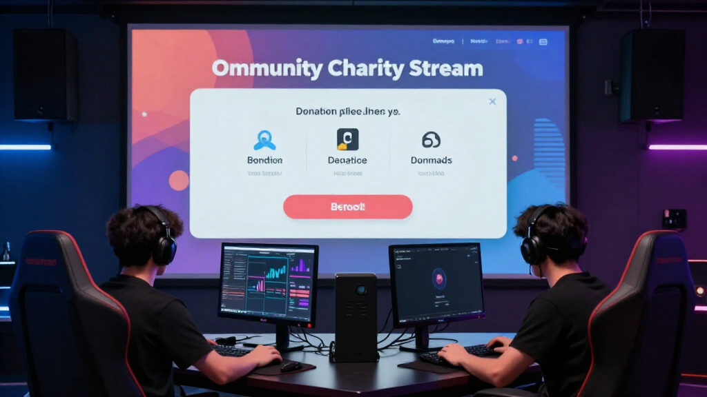 Gaming charity stream with donation tracker and community fundraising