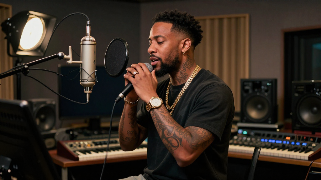 Teddy Swims in recording studio