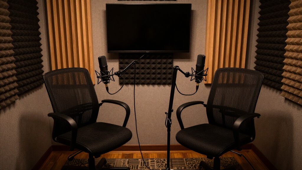 Podcast recording studio setup