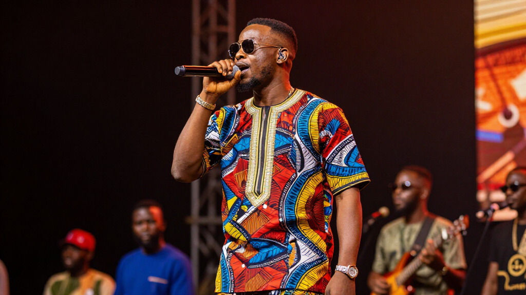 Adekunle Gold performing on stage