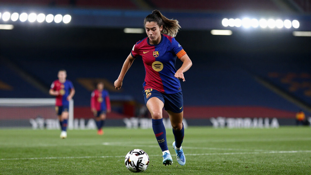 Aitana Bonmati dribbling with the ball in action during a match
