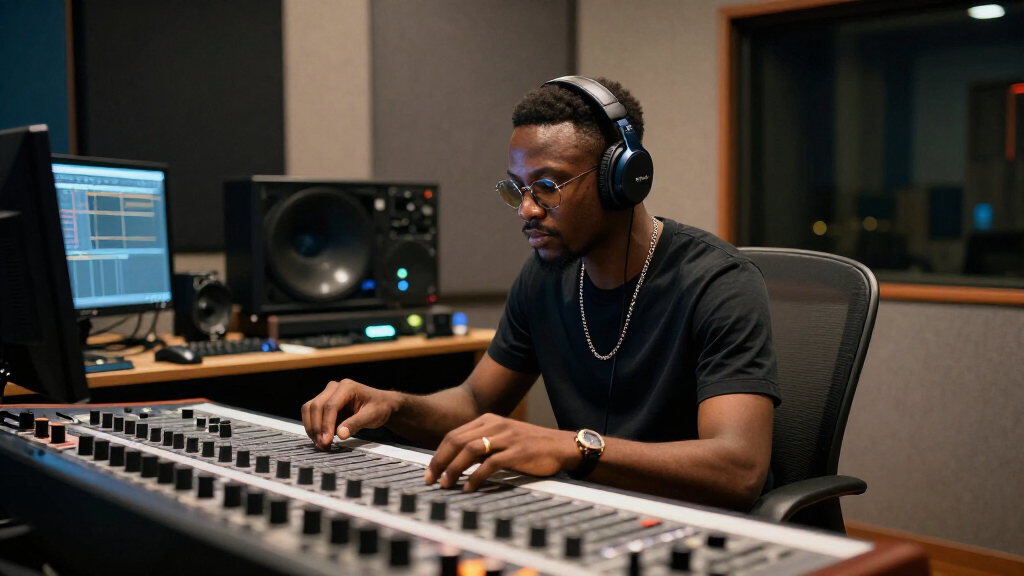 Asake in the recording studio crafting his signature sound