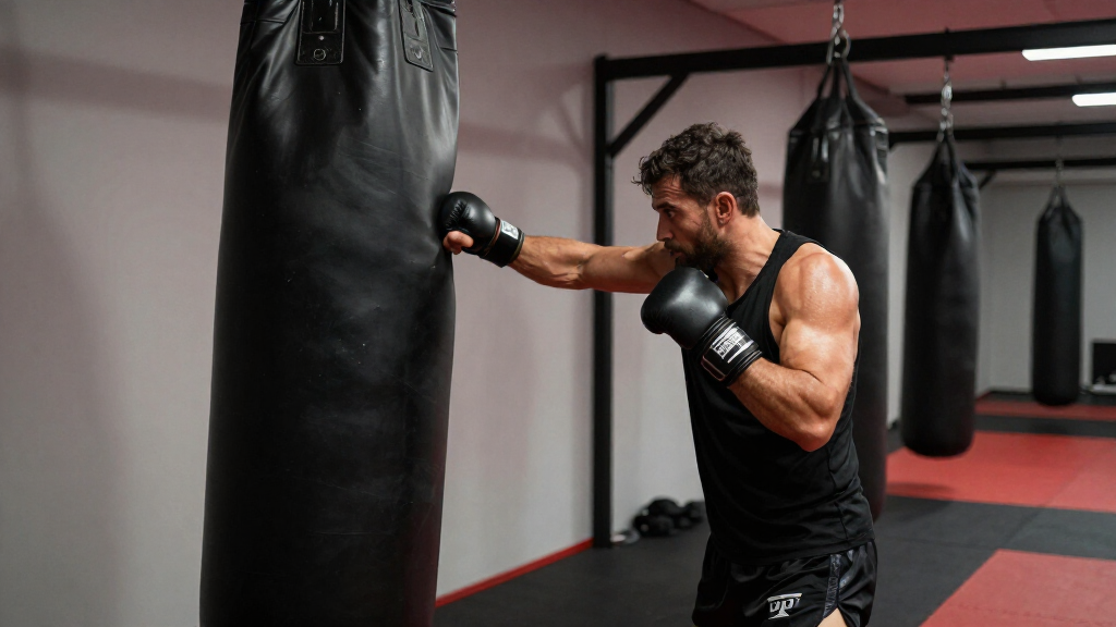 Ian Machado Garry MMA training gym heavy bag workout