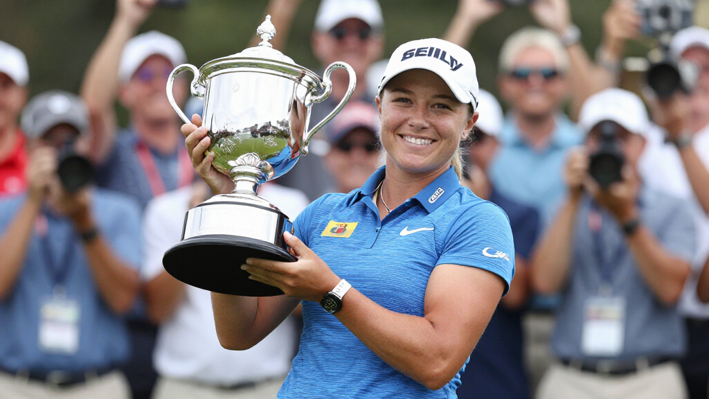 Nelly Korda LPGA champion winning major championship trophy
