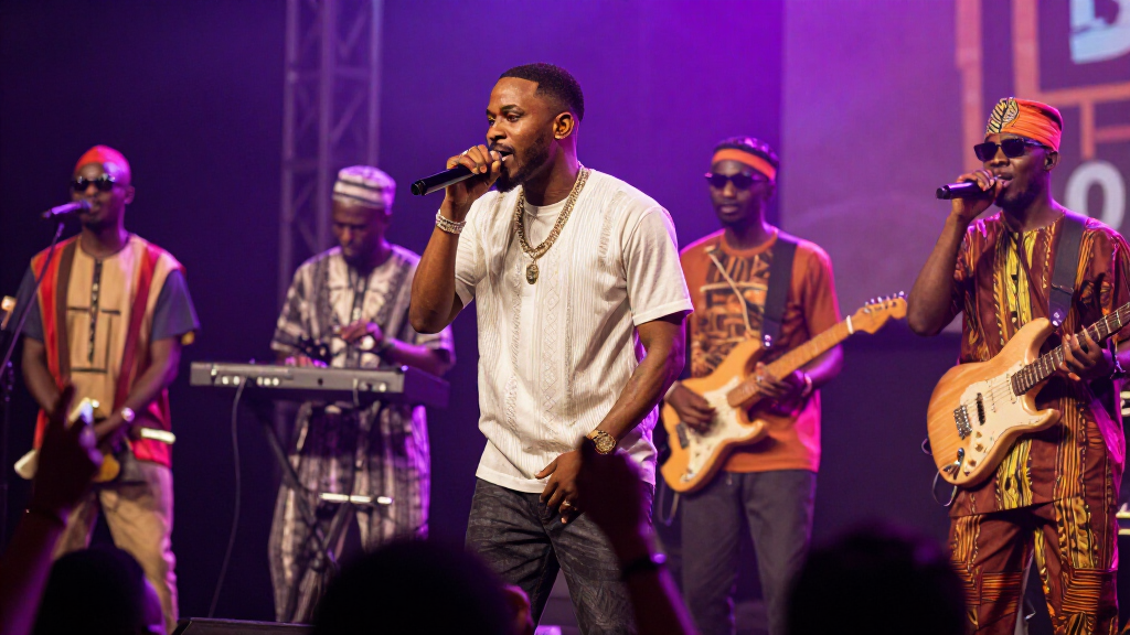 Tekno performing at an Afrobeats concert