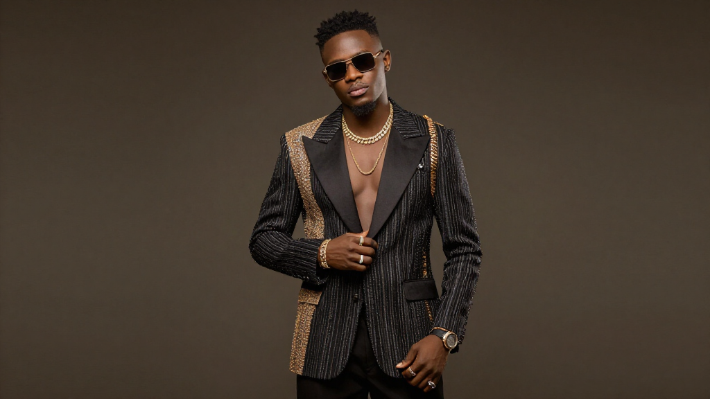Wizkid in a high-fashion editorial shoot, reflecting his status as a global music and style icon