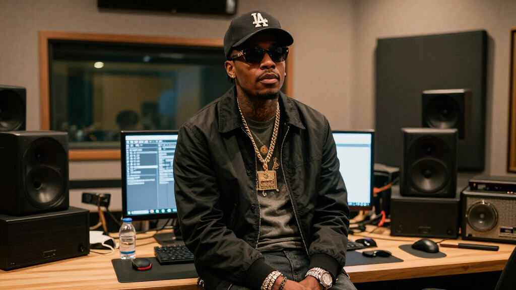 Central Cee in a recording studio session